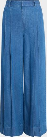 Derek Lam Katrina Wide-Leg Chambray Trousers