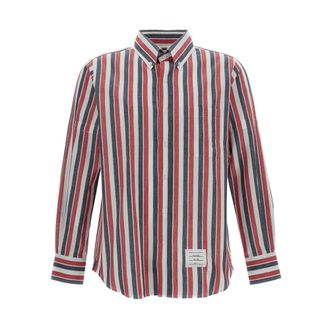 Thom Browne Casual Shirts, male, Multicolor, Size: XL Striped Cotton Shirt