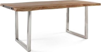 Konte Design Mesa de madera de acacia y patas de acero 180×90 cm