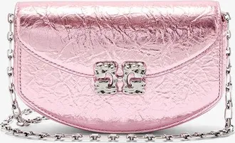 Ganni Pink Lulu Wallet On Chain in Metallic