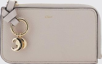 Chlo&eacute; Portacarte Alphabet in pelle a grana con charm e chiusura a zip