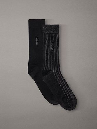 Calvin Klein 2 Pack Soft Stretch Stripe Crew Socks