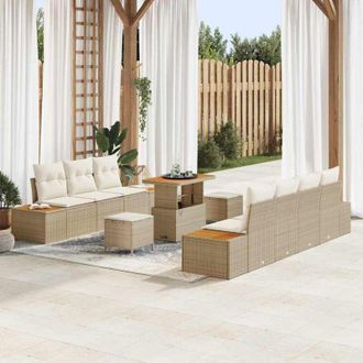vidaXL Vidaxl - Conjunto De Sof&aacute; De Jard&iacute;n 10 Pcs Beige, Crema 90 X 55 X 71 Cm