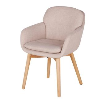 Maisons du monde Silla de mesa beige con patas de madera de caucho