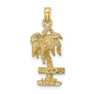 Diamond2Deal 14k Yellow Gold MARCO IS. Palm Tree Charm Pendant