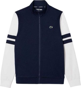Lacoste Heren Interlock Volledige Ritssluiting Tennis Sweatshirt (Marineblauw/Wit)