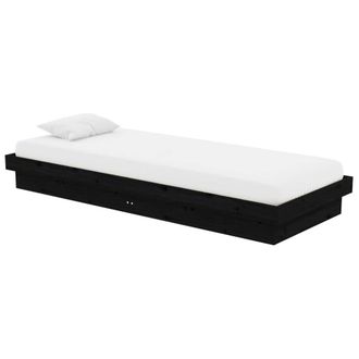 Berkfield Home Beautiful Bed Frame Black Solid Wood 75x190 cm Small Single