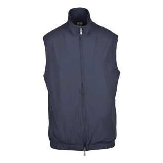Eleventy Vests, male, Blue, Size: XL Tessuto Stretch Con Zip Vest