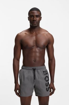 HUGO BOSS Badeshorts BOSS Octopus, Herren, Gr. XL, N-Gr, dunkelgrau 025, Web, Obermaterial: 100% Polyamid, Badehosen Badeshorts, Mit BOSS Logoschriftzug, elasti