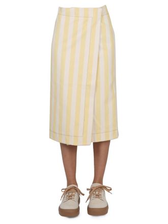 Sunnei Beige Stripes Midi Skirt