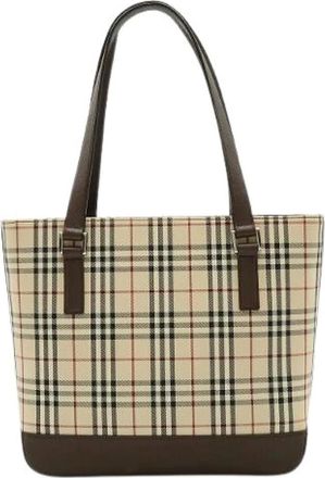 Burberry Pre-owned Tote Bags, female, Beige, Size: ONE SIZE Pre-owned Nova Check Canvas Leather Tote Bag