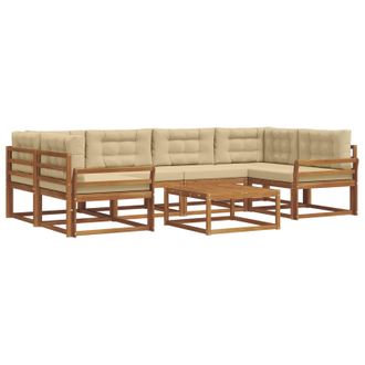 vidaXL Conjunto De Sof&aacute;s De Exterior Con Coj&iacute;n 7 Pcs Natural Y Beige Vidaxl