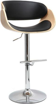 Miliboo Sgabello da bar design nero e legno chiaro bent