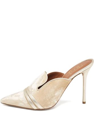 Malone Souliers 105mm velvet gold-trim mules - Neutrals