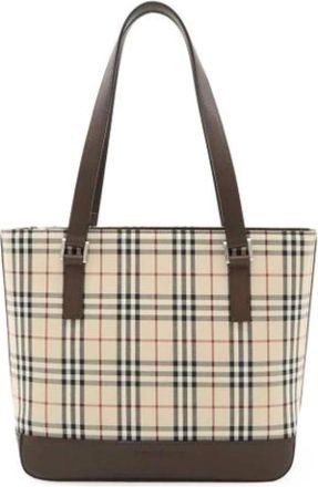 Burberry Pre-owned Tote Bags, female, Beige, Size: ONE SIZE Pre-owned Canvas shoulder-bags