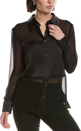 Carla Ruiz Sheer Satin Panel Blouse