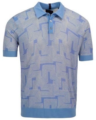Lords of Harlech Inter Twine Mens Merino Silk Cashmere Polo in Inter Twine Blue at Nordstrom, Size Xx-Large