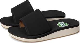 Sanuk Highland Slide Womens Sandals Black : 10 B - Medium, Leather/Rubber
