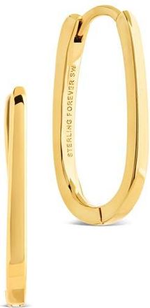 Sterling Forever Zuxana Polished Oval Hoop Drop Earrings in Gold at Nordstrom Rack