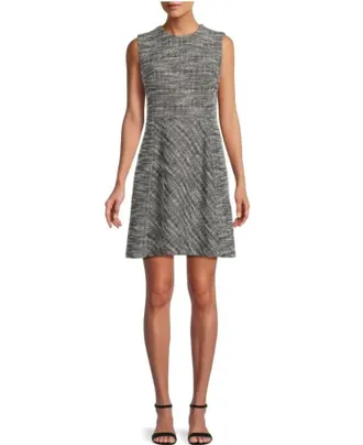 Calvin Klein Tweed Sheath Dress In Black, White