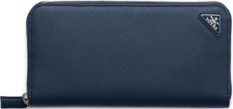 Prada Portemonnee met ritssluiting en logo - Blauw