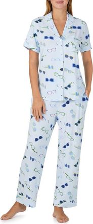 Kate Spade New York print crop pajamas in Blue Grid at Nordstrom, Size X-Small