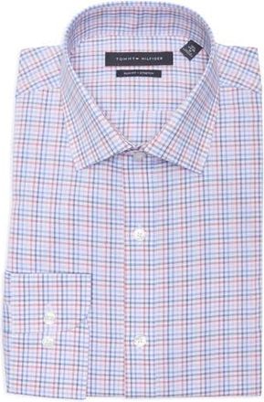Tommy Hilfiger Slim Fit Check Stretch Cotton Dress Shirt in Purple Multi at Nordstrom Rack, Size 14.5 - 32/33