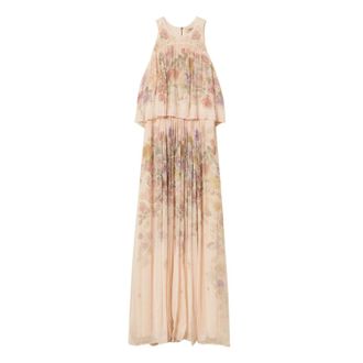 Twinset Maxi Dresses, female, Multicolor, Size: XS Long cr&eacute;pon floral dress