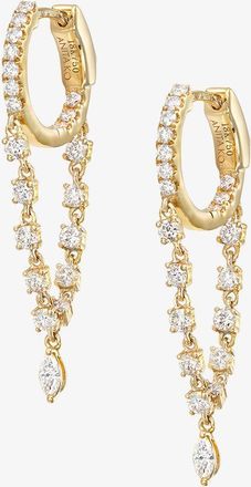 Anita Ko 18K Yellow Gold Sienna Diamond Drop Huggie Hoop Earrings - Womens - 18kt Yellow Gold/White Diamond