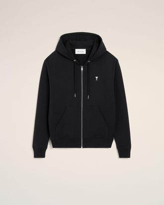 Ami Black Cotton Ami De Coeur Zipped Hoodie Black - XXXL - for Men