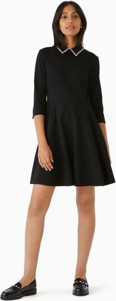 Kate Spade New York Womens Embellished Collar Ponte Dress - Black Viscose - Size X-Small