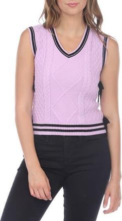 Rain + Rose Cable Stitch Side Tie Sweater Vest in Lavender at Nordstrom Rack, Size X-Large