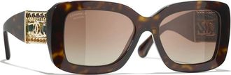 Chanel Sunglasses, female, Brown, Size: 54 MM Rectangle Sunglasses