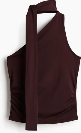 H&M Drapiertes One-Shoulder-Shirt - Weinrot