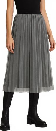 NÜ Denmark Pleated Metallic Shimmer Midi Skirt In Gray