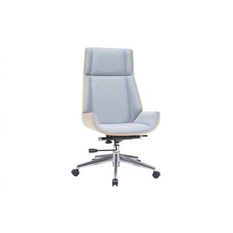 Miliboo Miliboo - Sill&oacute;n De Escritorio Moderno Tejido Gris Y Madera Clara Curved