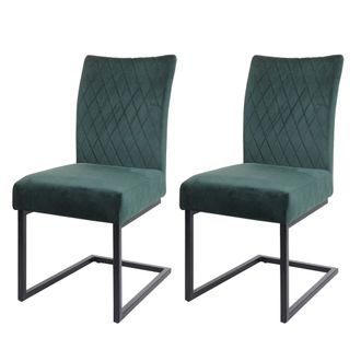Hhg Hhg - Juego De 2 Sillas Basculantes 109, Silla De Visita Silla De Conferencia, Acero Con Recubrimiento De Polvo De Terciopelo, Verde