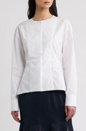 BOSS Cotton Peplum Top in Bright White at Nordstrom, Size 12