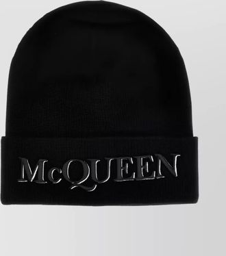 Alexander McQueen cashmere fine-knit logo beanie