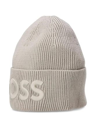 BOSS Afox_R beanie hat - men - Wool/Polyacrylic - One Size - Neutrals
