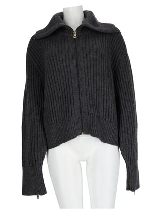 Paul Smith Chunky Ribbed Knit Cardigan With Front Zipper And Structured Collar