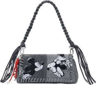 Desigual Mickey & Minnie Denim Crossbody Bag in Dark Grey at Nordstrom