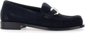 Ferragamo Navy Blue Suede Loafers