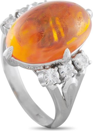 Luxury Bazaar Platinum 0.52ct Diamond and Opal Ring MF26-052126