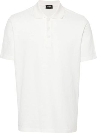 Fendi FF-pattern cotton polo shirt - men - Cotton/Polyester/Elastane - S - White