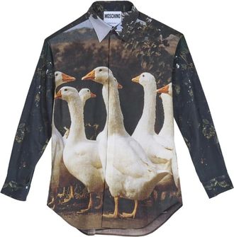 Moschino Overhemden, Heren, Veelkleurig, M, Katoen, Luisa Goose Shirt Kleurrijke Print