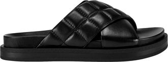 Aerosoles Lina Slide Sandal Black Leather LINA-LTR Womens