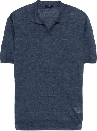 Barba Linnen poloshirt gemaakt in Itali&euml; - Heren - Polos - Blauw - L - Linnen - Tops