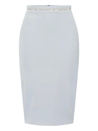 Elisabetta Franchi logo-waistband mid skirt - women - Polyester/Lycra - 46 - Blue