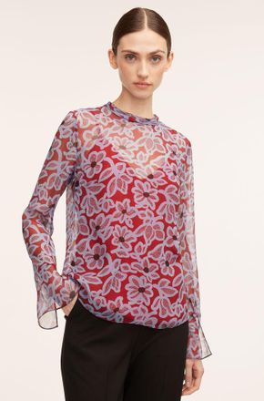 Rebecca Taylor Vera Fleur Mock Neck Shell Blouse